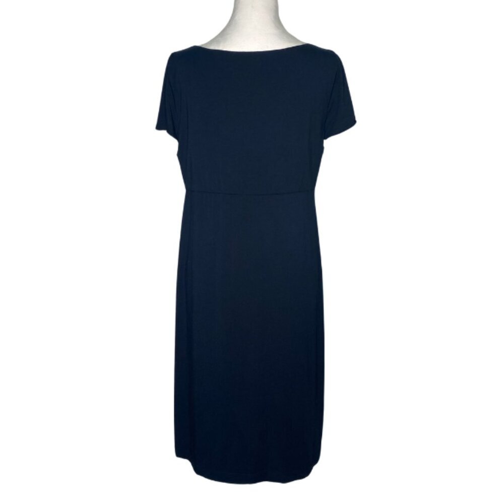 J. Crew Navy, Short Sleeve, Pleated, Midi Dress, Size Large - Picture 4 of 10